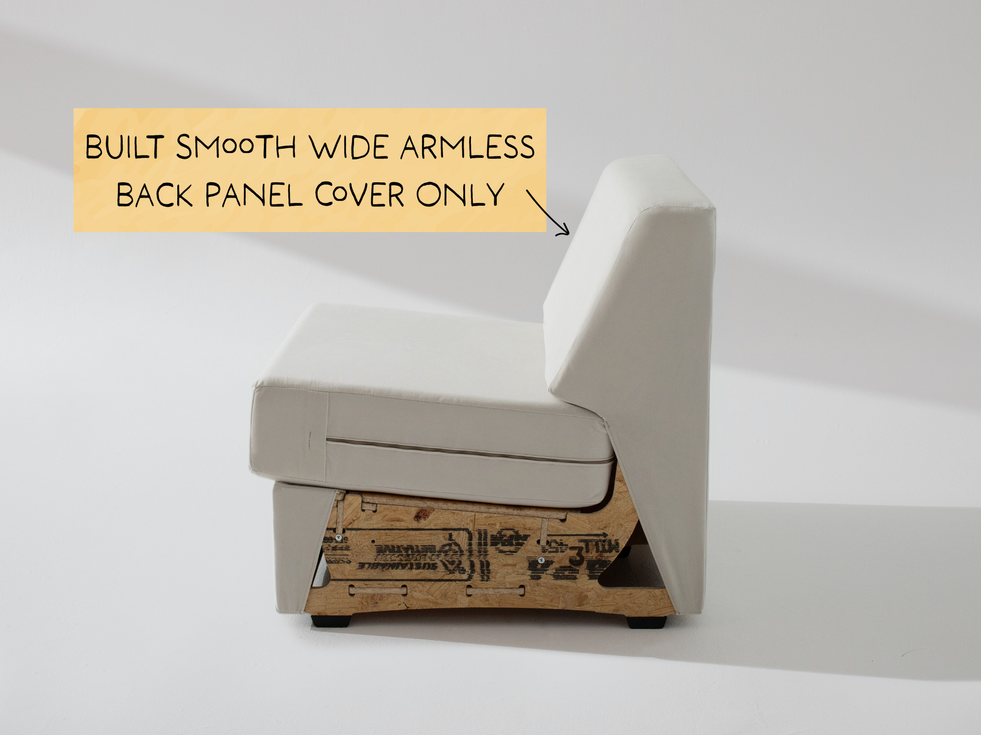 Built Smooth Wide Armless Unit: Fabric Back Panel ONLY