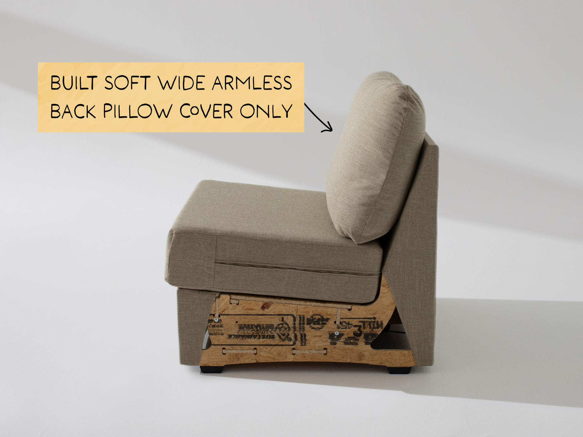 Built Soft Wide Armless Unit: Fabric Back Pillow ONLY