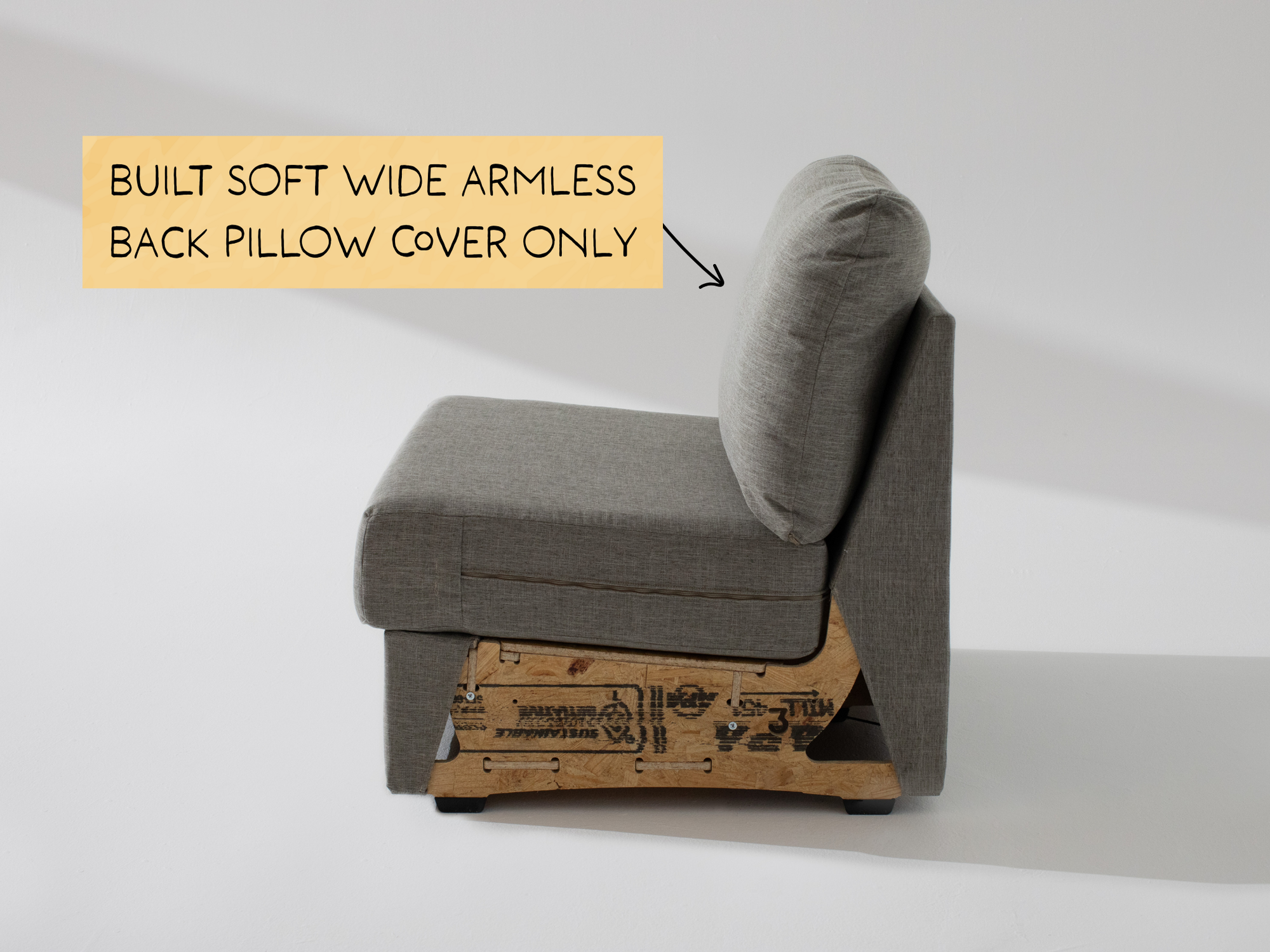 Built Soft Wide Armless Unit: Fabric Back Pillow ONLY