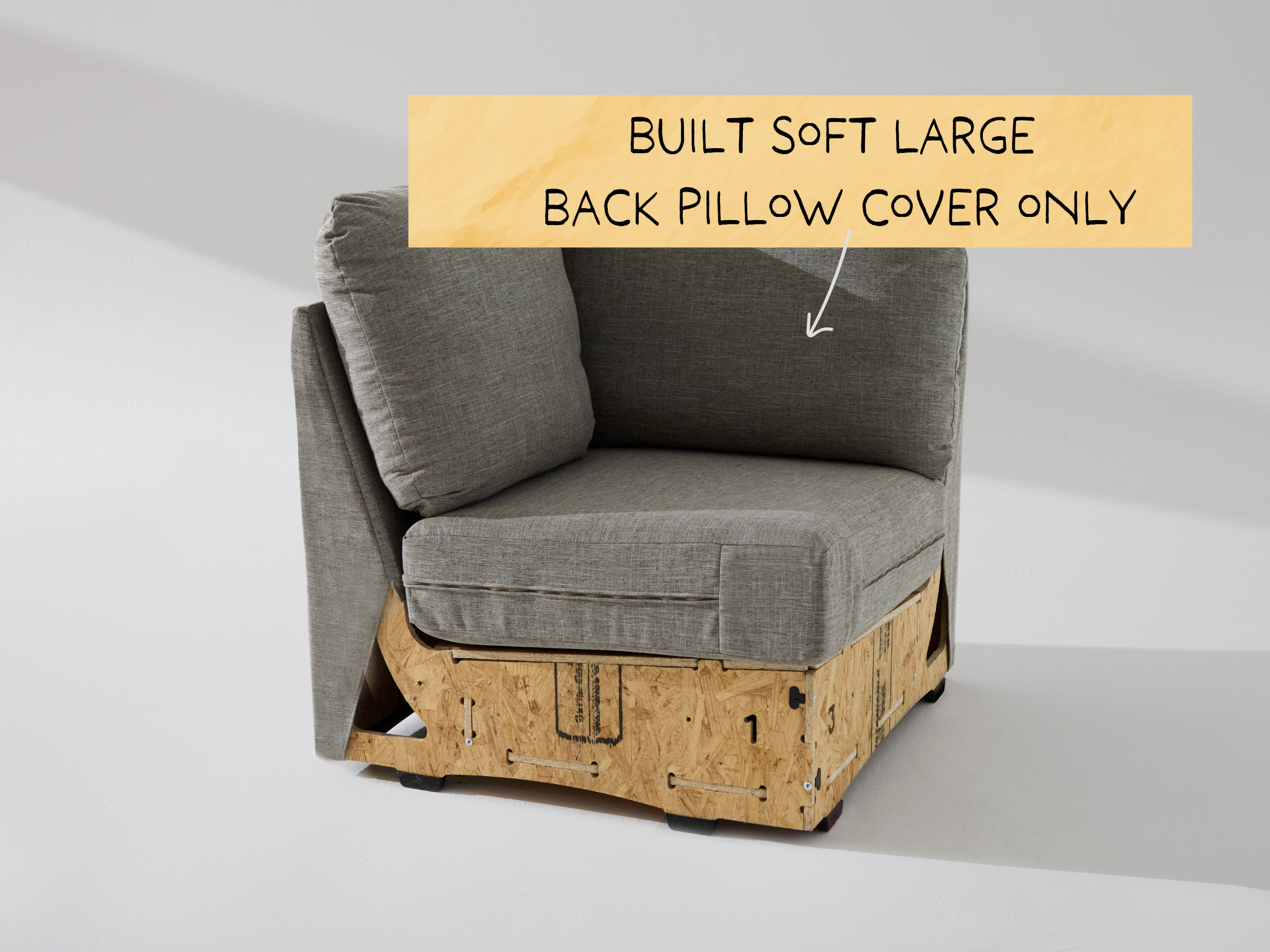 Built Soft Corner Unit: Fabric Large Back Pillow Cover ONLY