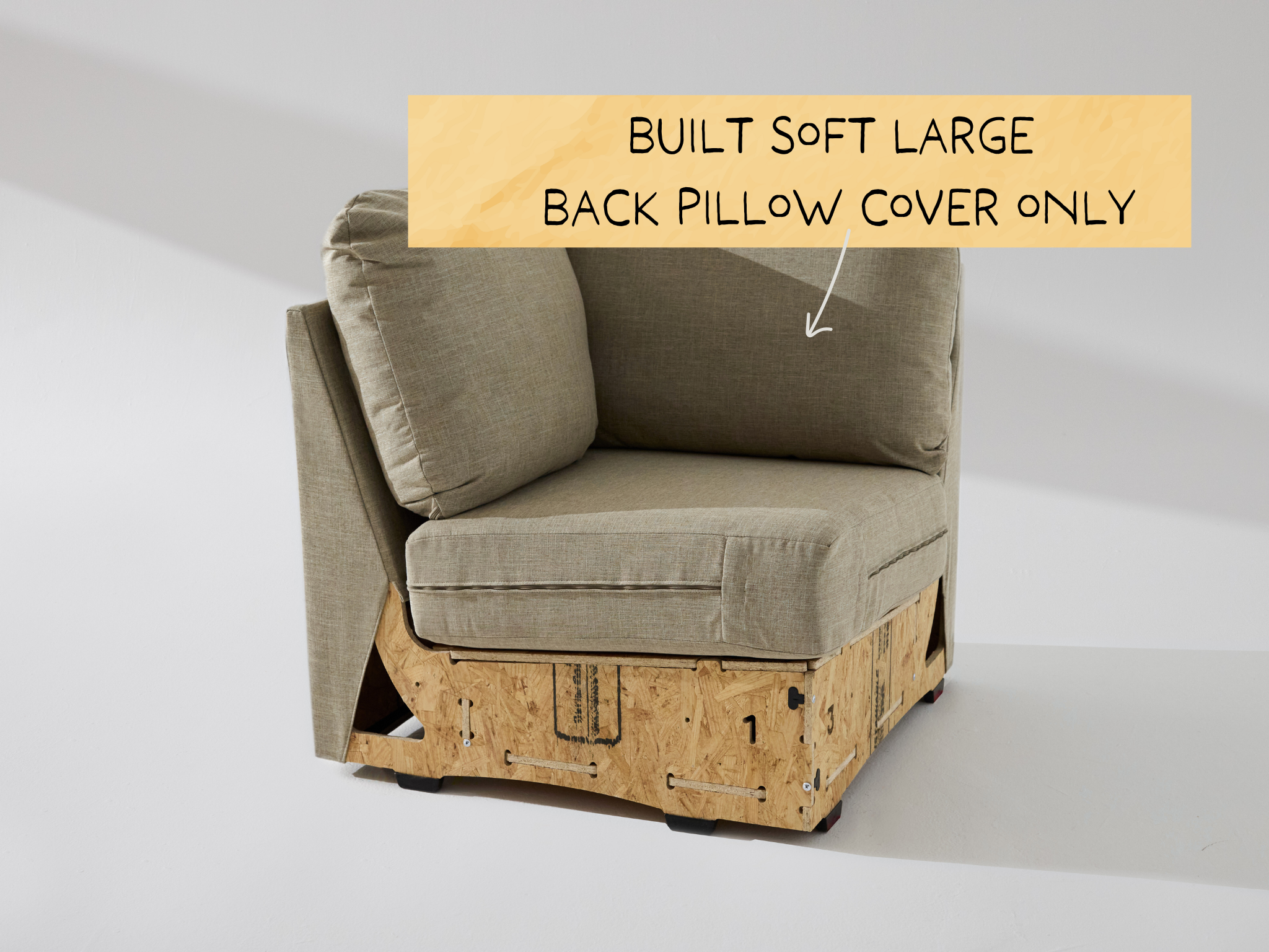 Built Soft Corner Unit: Fabric Large Back Pillow Cover ONLY