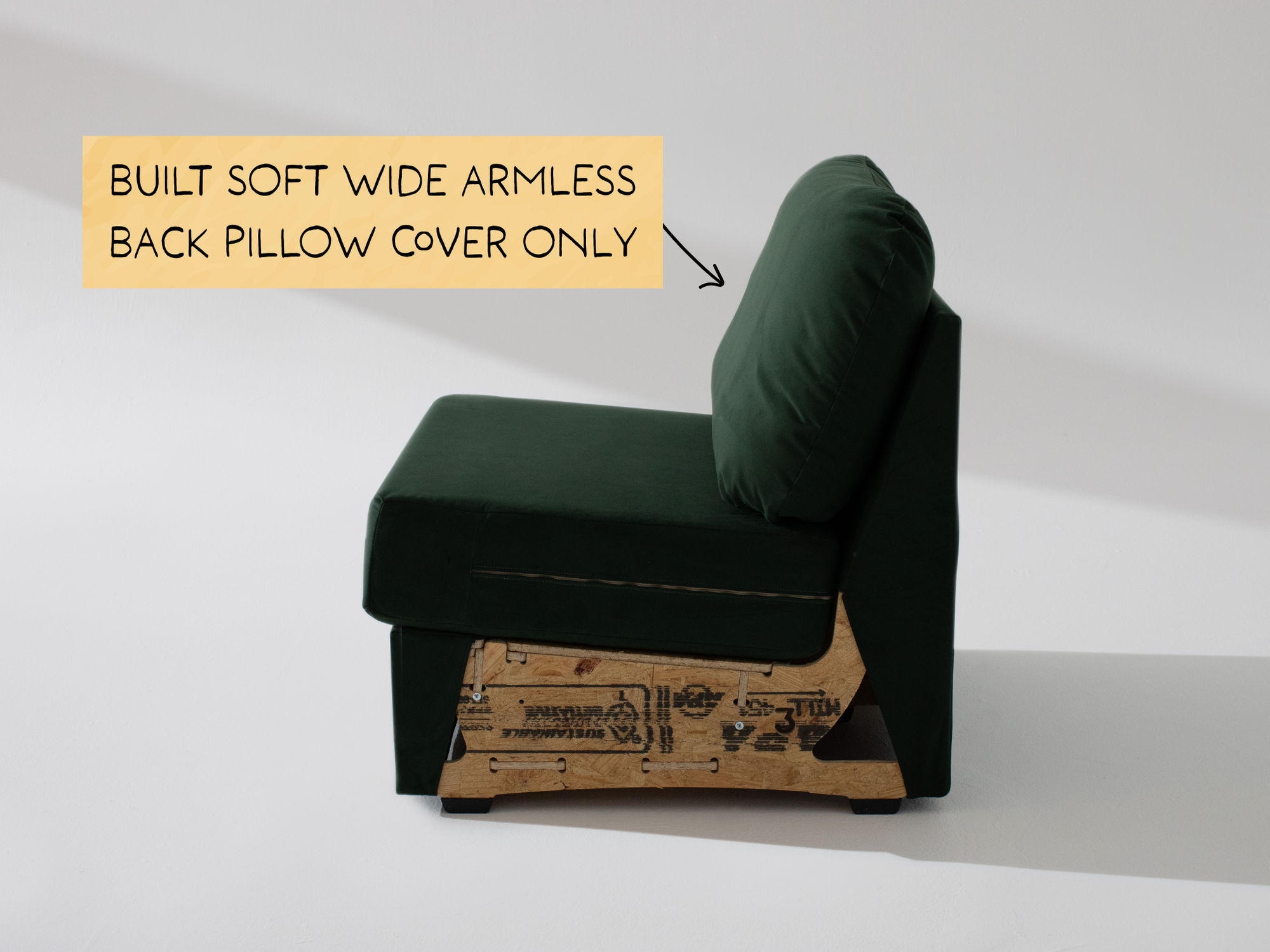 Built Soft Wide Armless Unit: Fabric Back Pillow ONLY