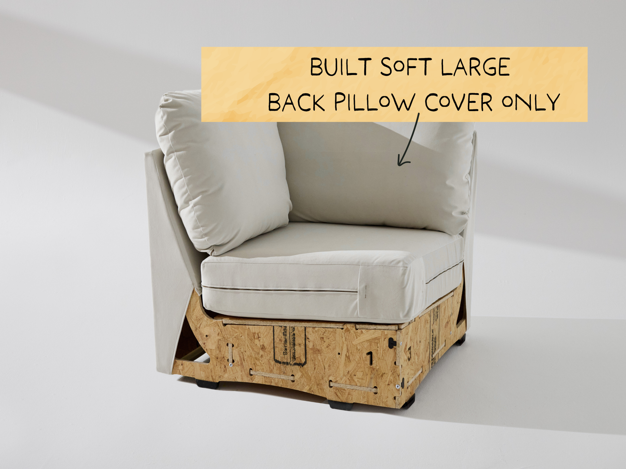 Built Soft Corner Unit: Fabric Large Back Pillow Cover ONLY