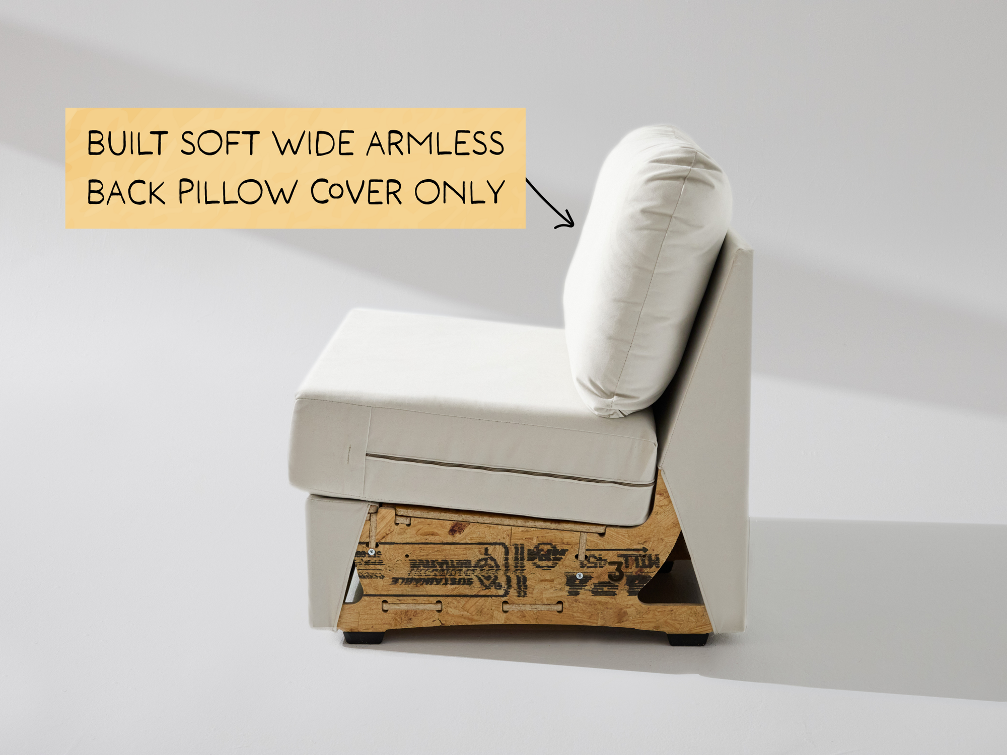 Built Soft Wide Armless Unit: Fabric Back Pillow ONLY