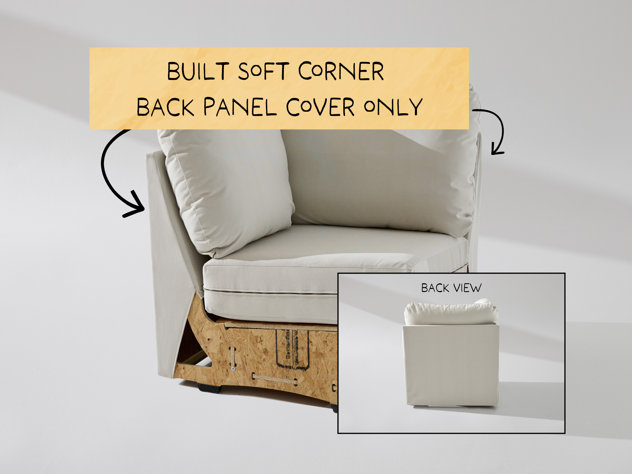 Built Soft Corner Unit: Fabric Back Panel ONLY