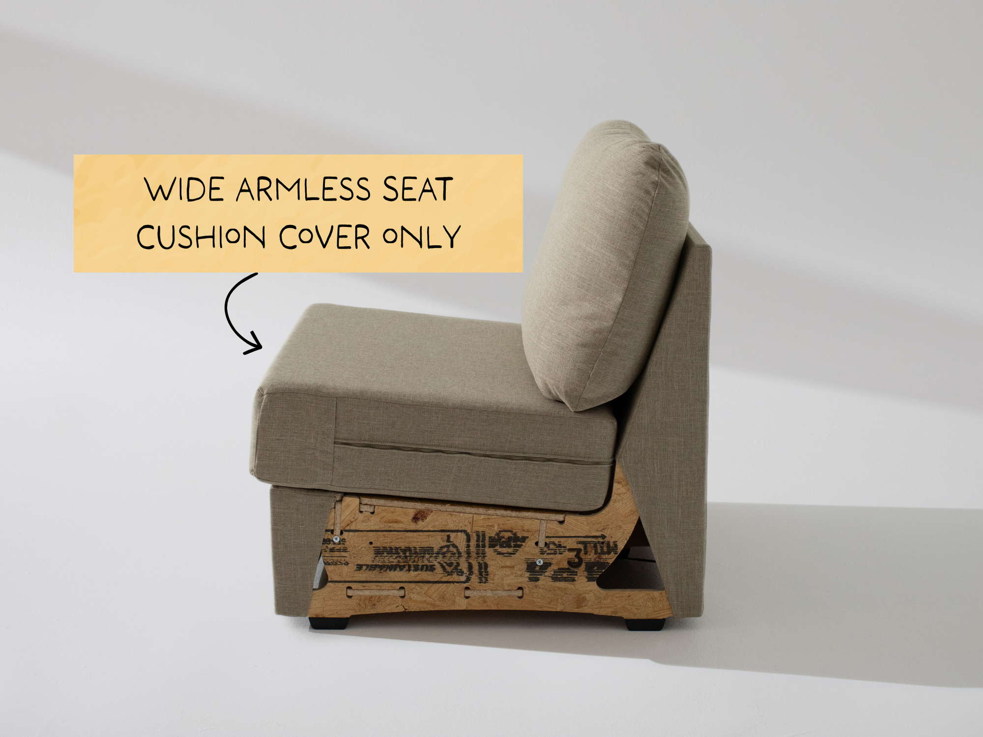 Wide Armless Unit: Fabric Seat Cushion Cover ONLY