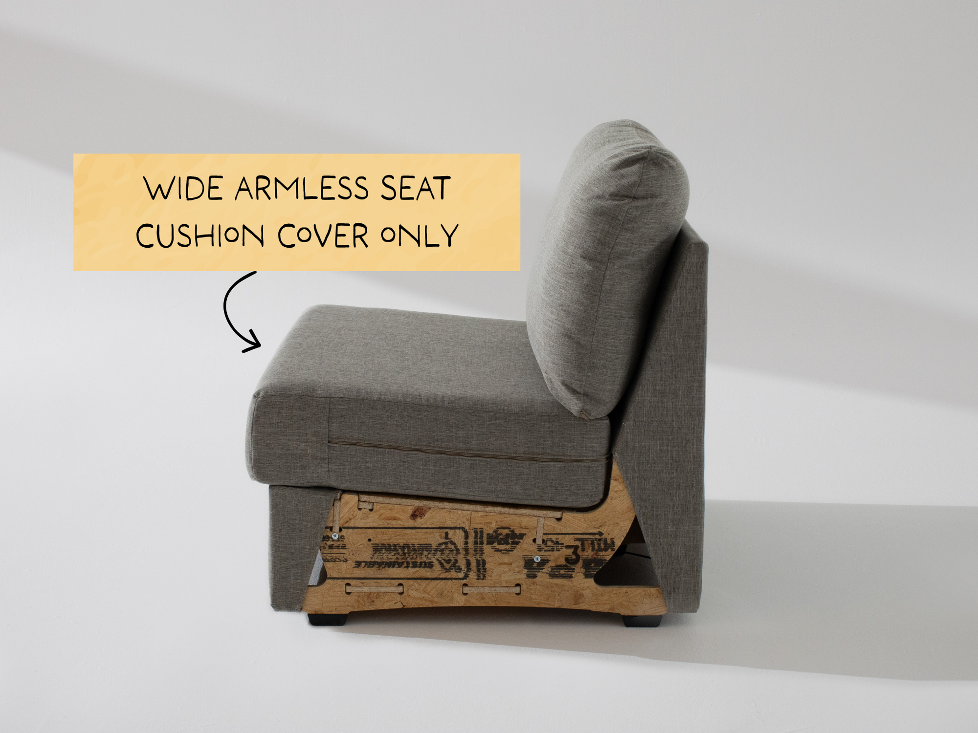 Wide Armless Unit: Fabric Seat Cushion Cover ONLY