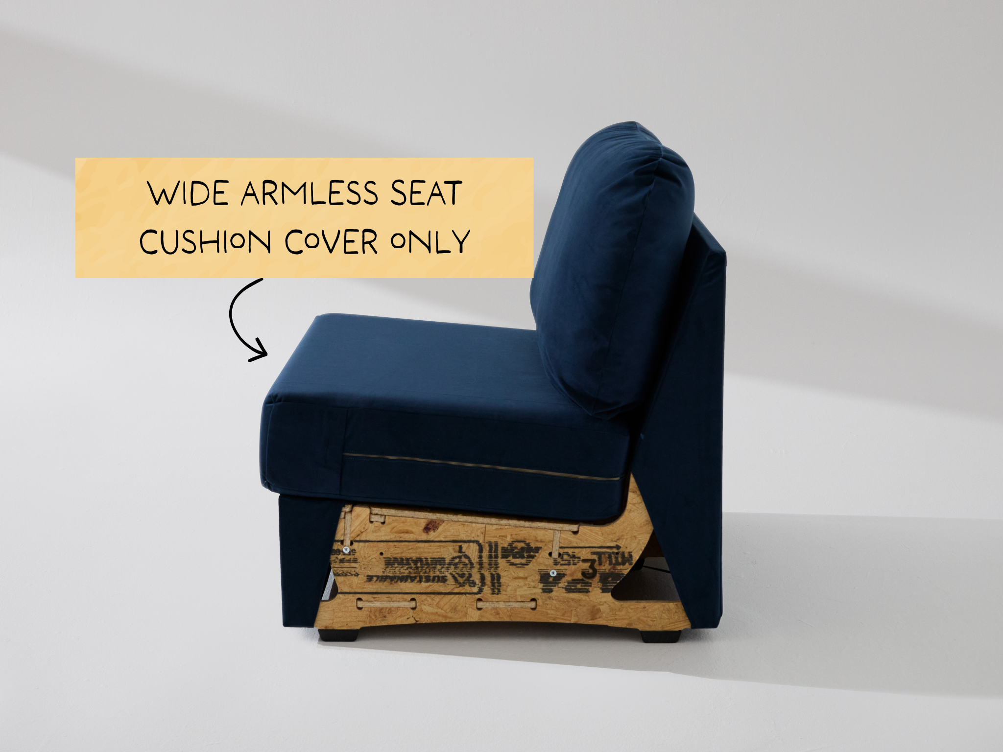 Wide Armless Unit: Fabric Seat Cushion Cover ONLY