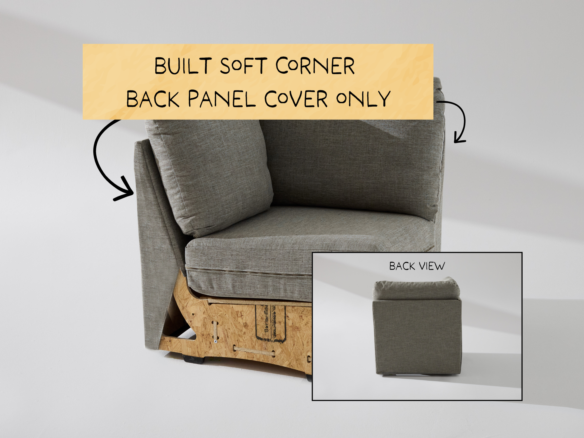 Built Soft Corner Unit: Fabric Back Panel ONLY