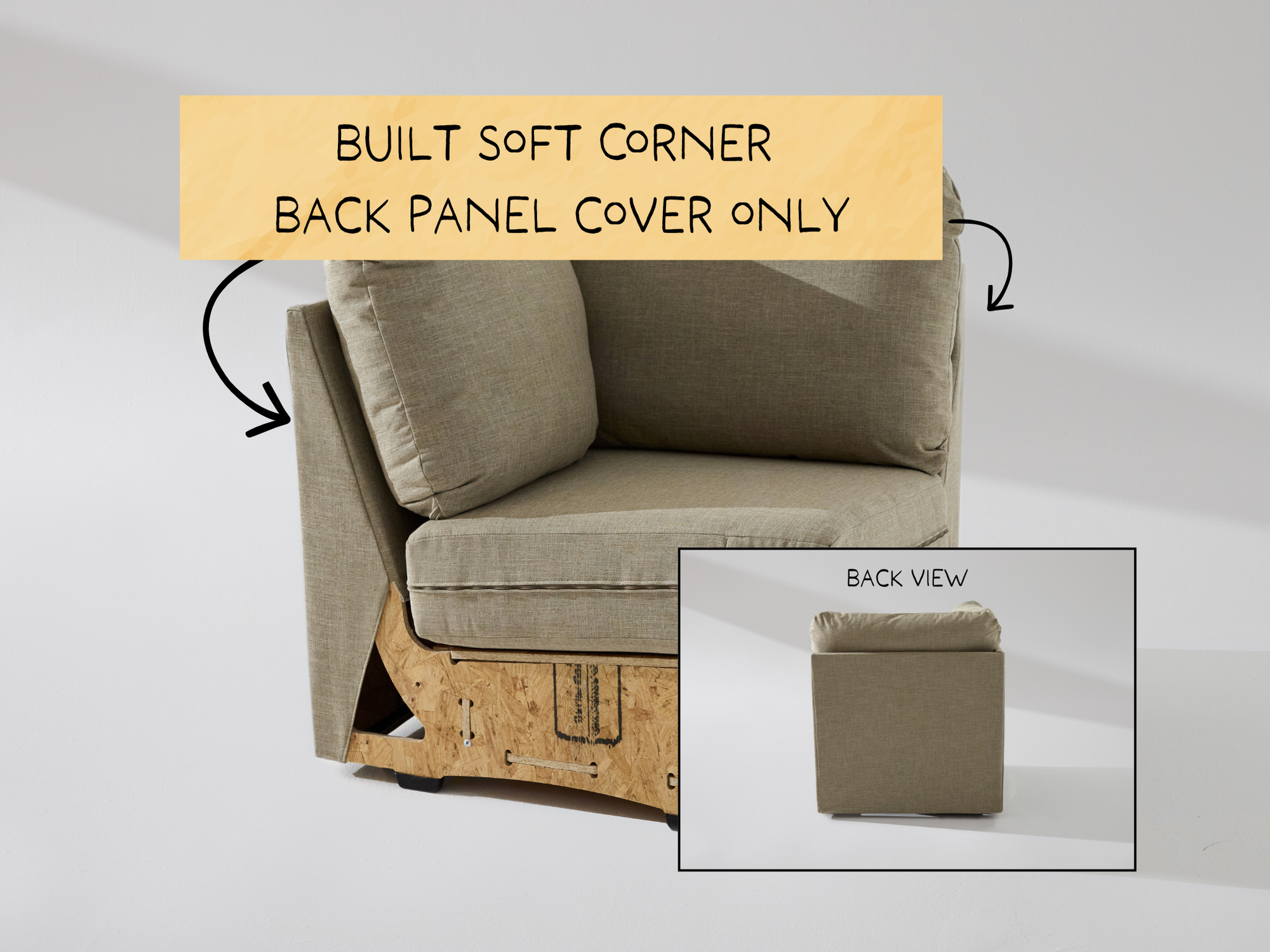 Built Soft Corner Unit: Fabric Back Panel ONLY