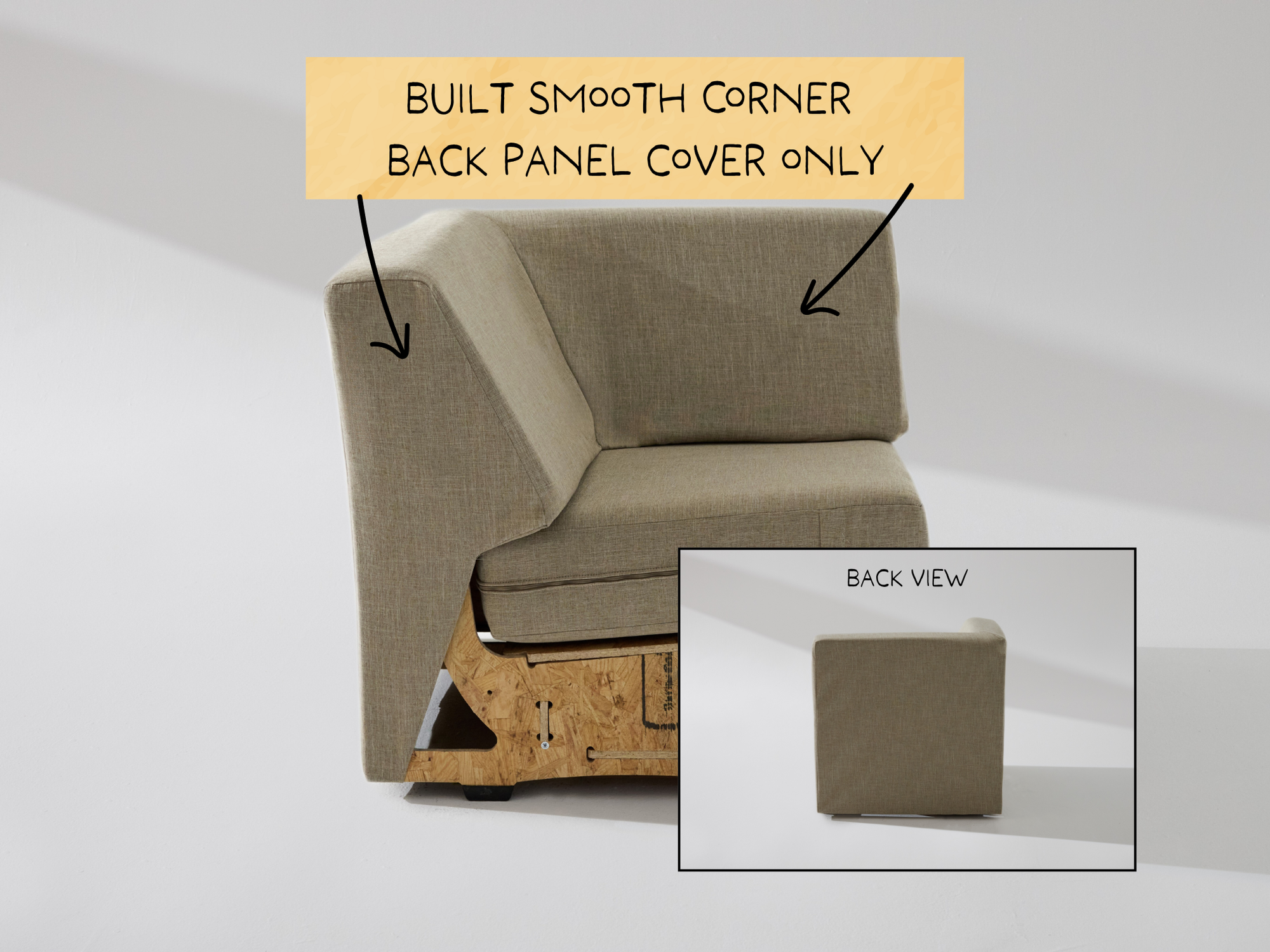 Built Smooth Corner Unit: Fabric Back Panel ONLY