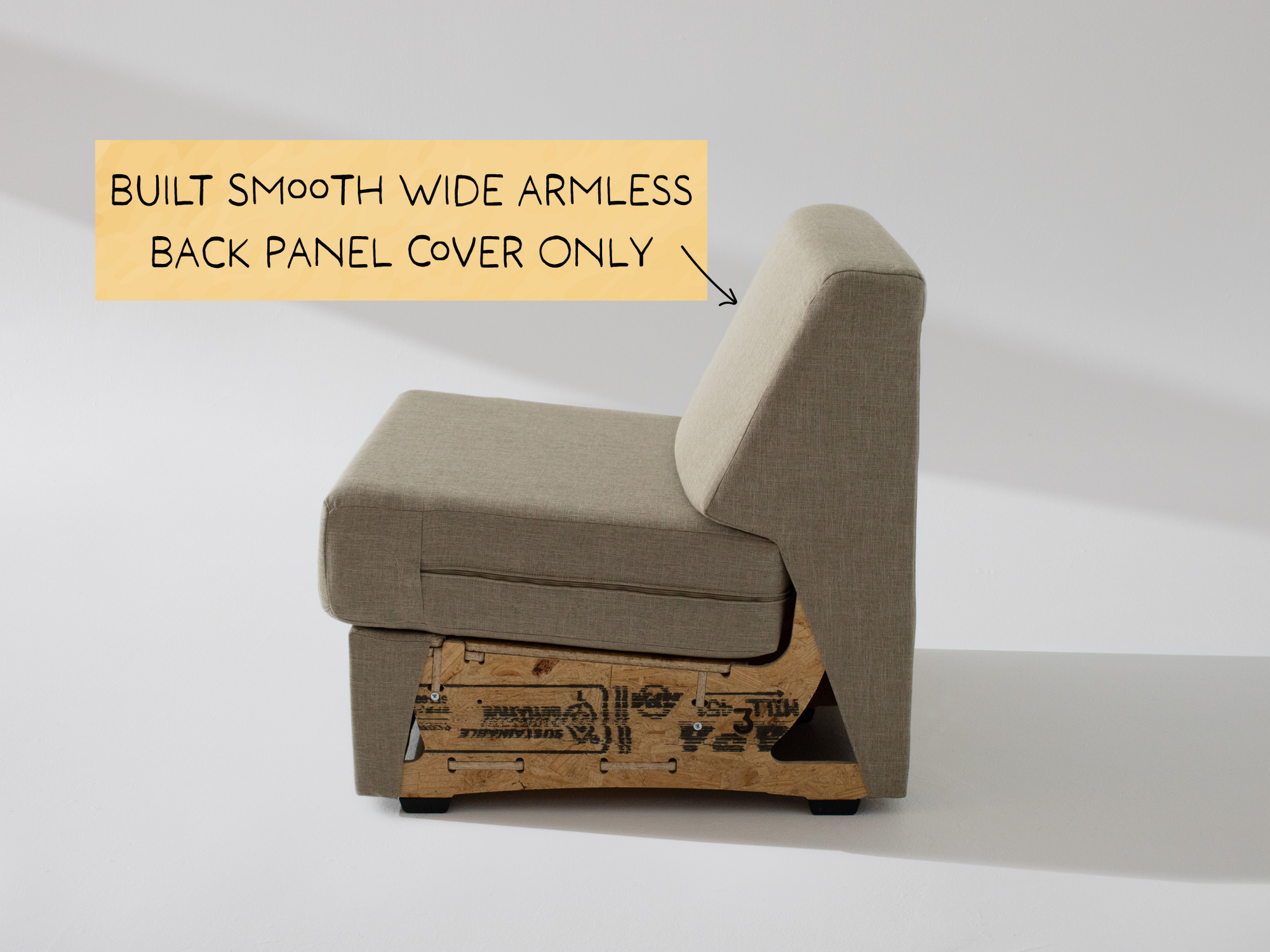 Built Smooth Wide Armless Unit: Fabric Back Panel ONLY