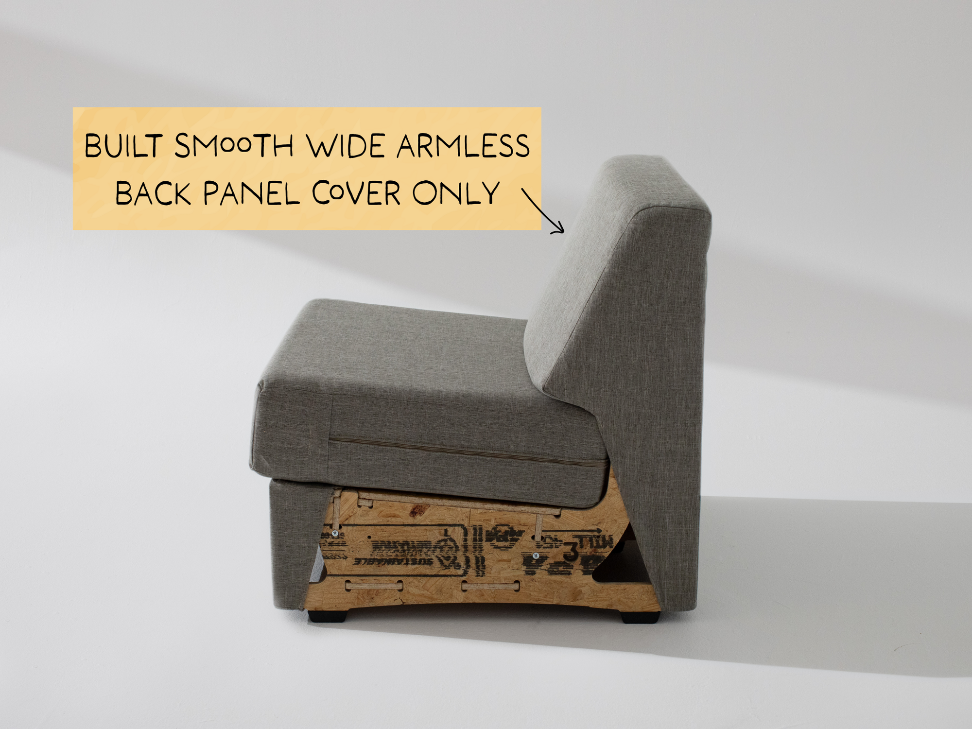 Built Smooth Wide Armless Unit: Fabric Back Panel ONLY